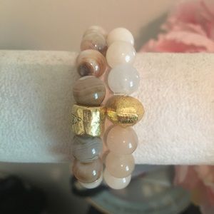 Nude colored glass bead bracelets